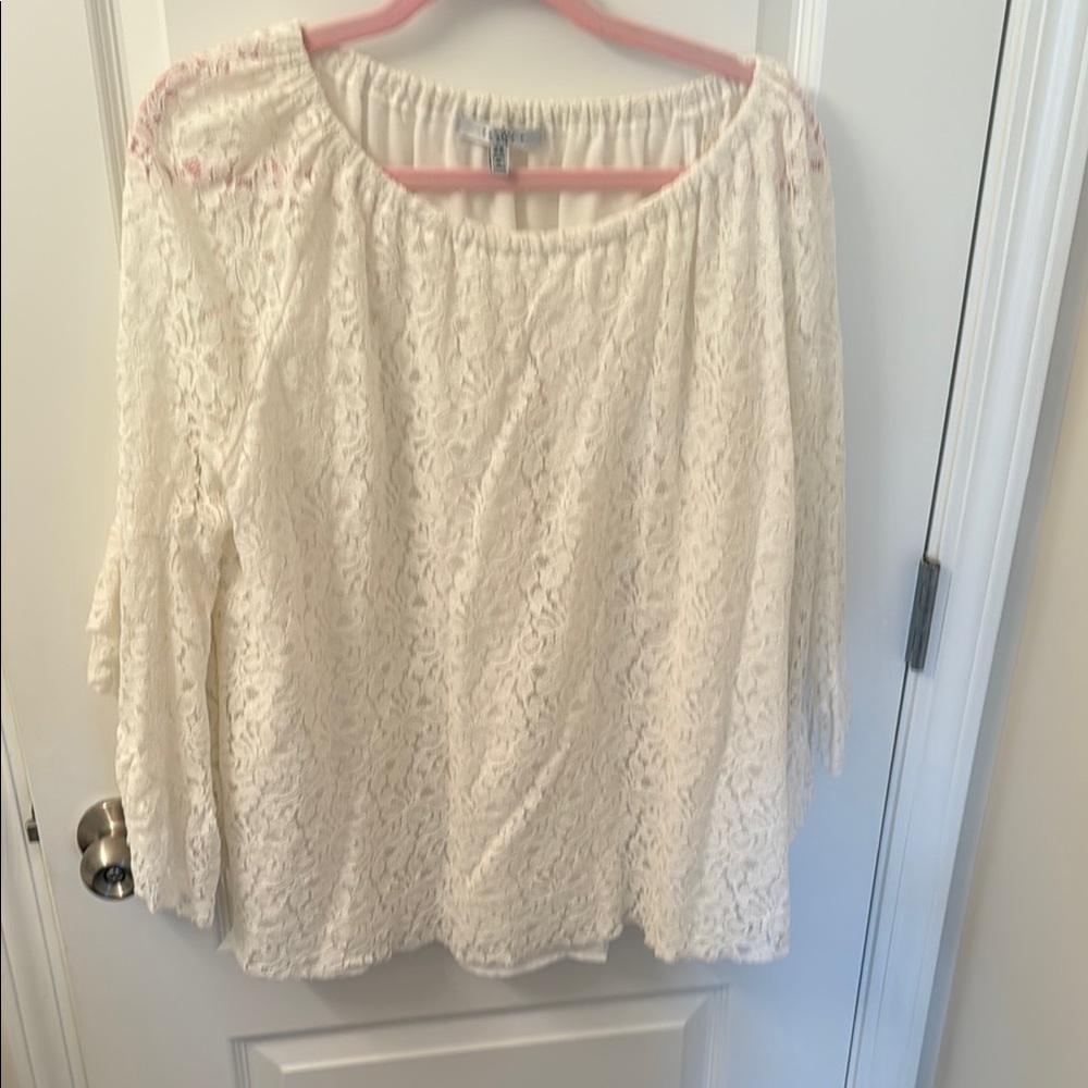 Elegant White Lace Women's Top